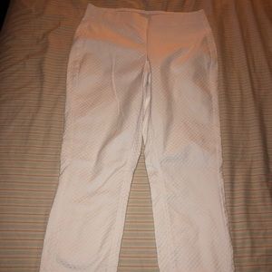 White, diamond pattern, capris